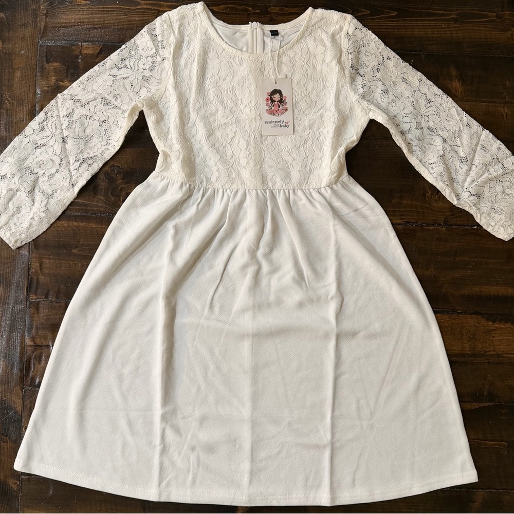 Elegant White Lace Kids Dress NWT